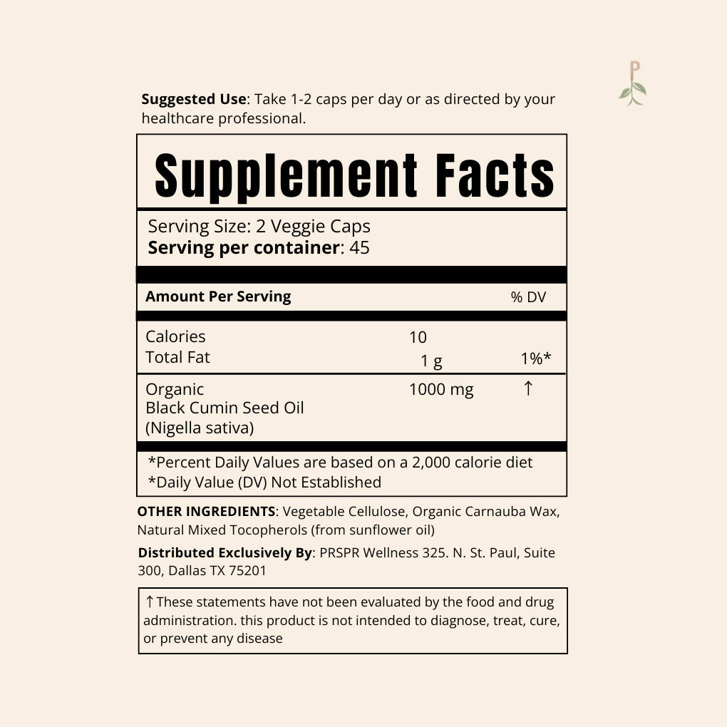 Black Seed Oil — Supplement Facts