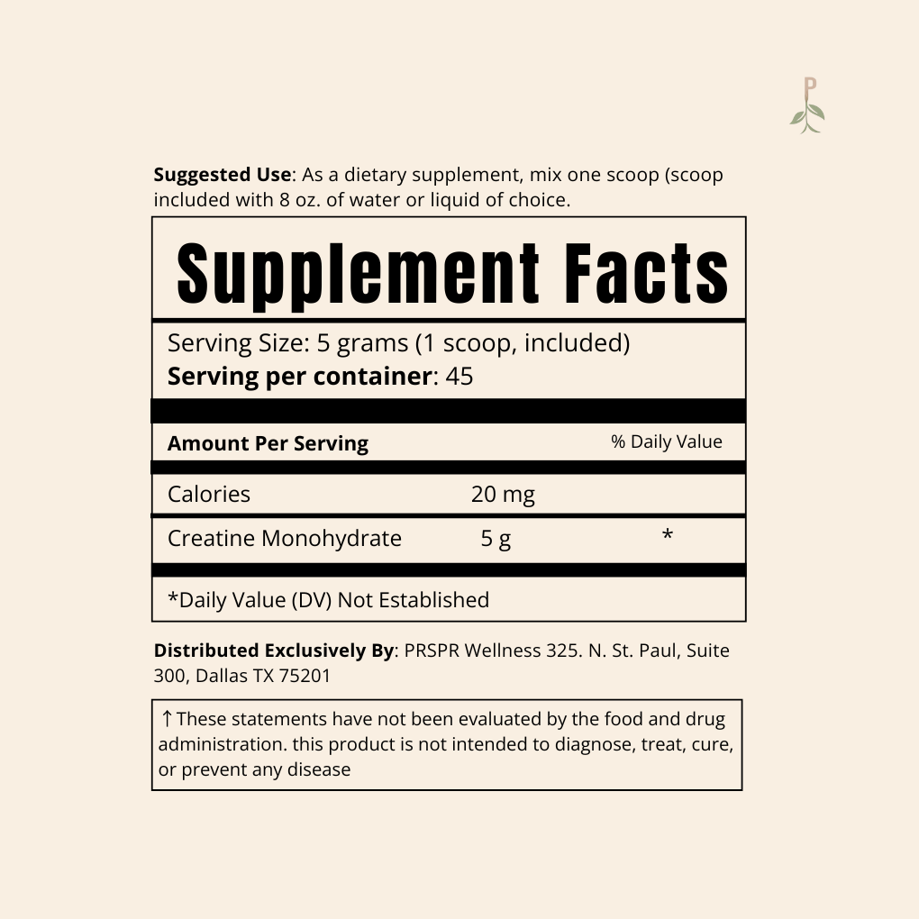 Pure Creatine Monohydrate — Supplement Facts
