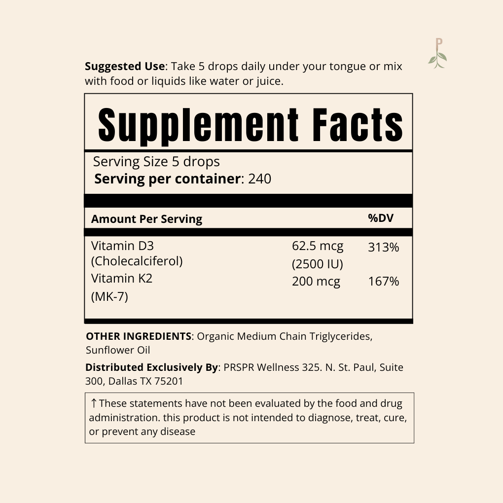 Vitamin D3 + K2 Plus MK7 — Supplement Facts