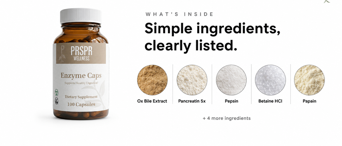 What's Inside — Enzyme Caps with Betaine HCL & Ox bile